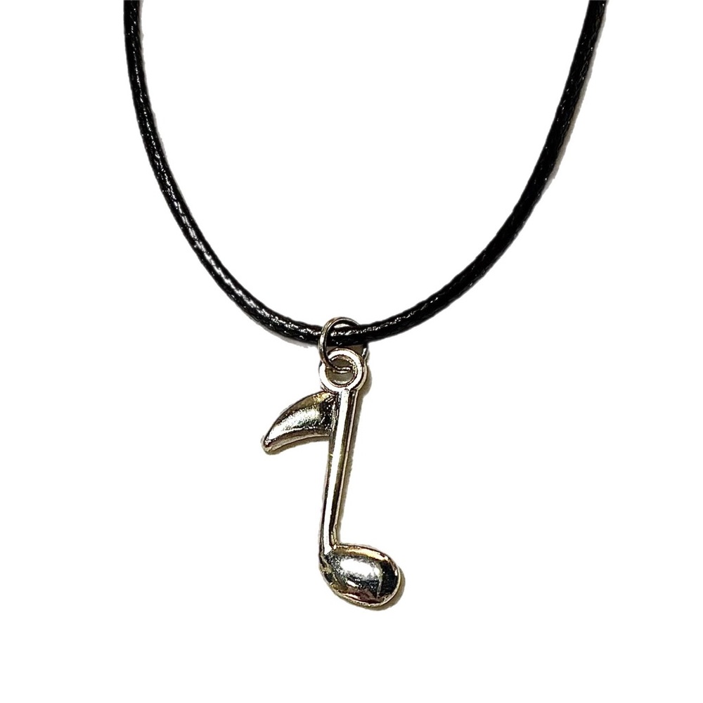 Silver Eighth Note Music Necklace